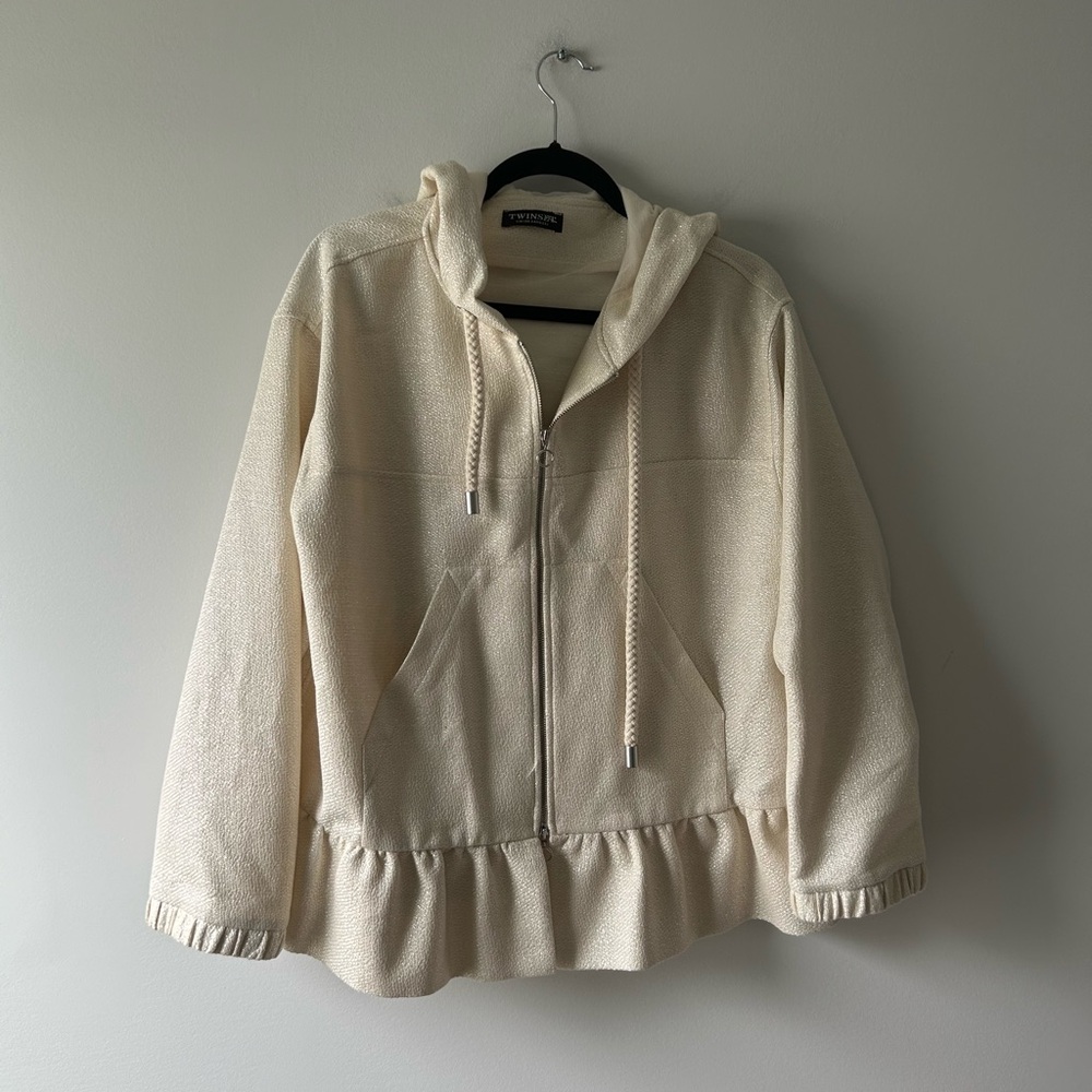 Twinset beige shimmer hoodie jacket top